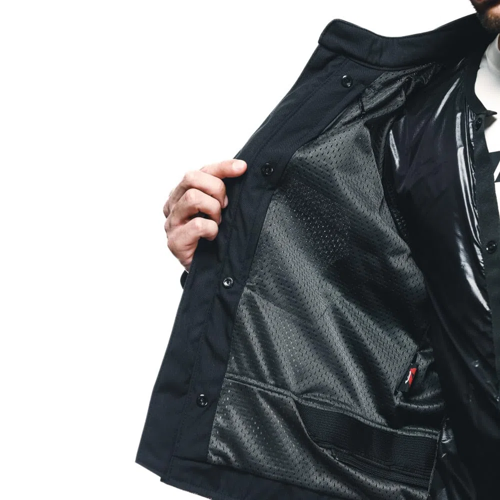 Dainese - Air Frame 3 Tex Jacket, Giacca da Moto Estiva in Tessuto, con Fodera Antivento, Nero, 48