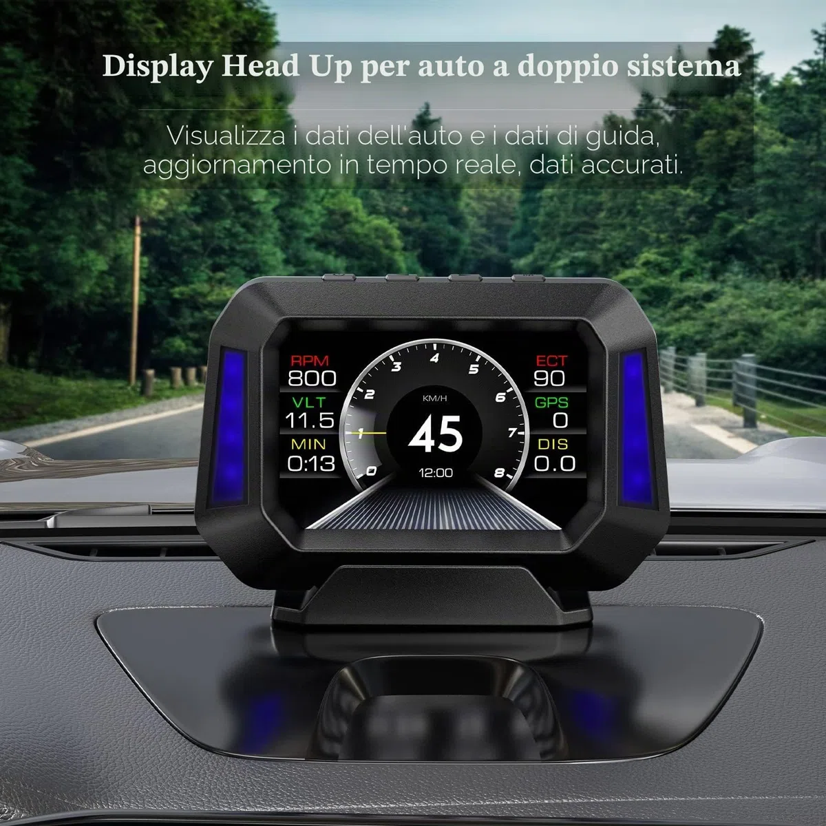 Display head-up per auto, tachimetro, misuratore di pendenza, monitoraggio dell'angolo di guida dell'auto, adatto per tutte le auto