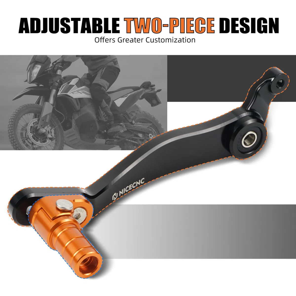 NICECNC Leva del cambio estesa regolabile compatibile con 790 Adventure R 2019-2021, 890 Adventure R/R Rally 2021-2024, compatibile con Husqvarna Norden 901 2022-2024, arancione, vedi montaggio