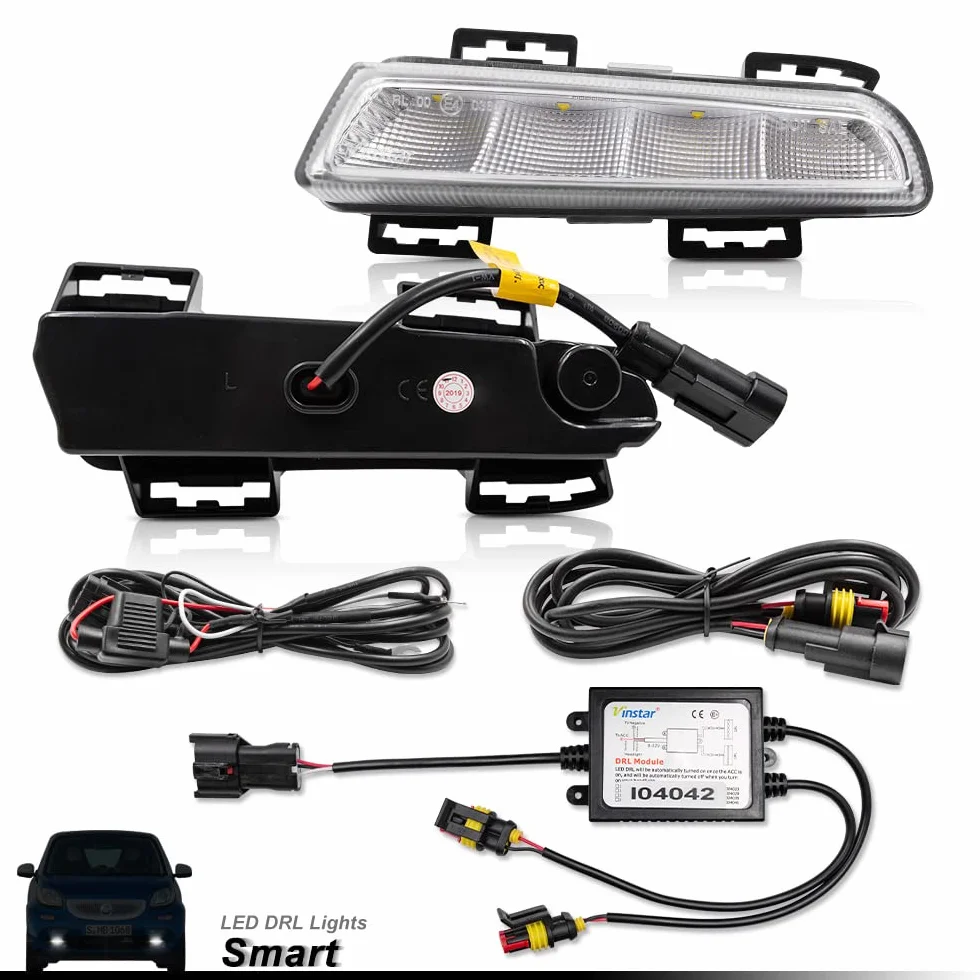 Luci Diurne LED Compatibili con M-ercedes-Benz Smart Fortwo 451 2013-2015, Luci di Marcia Diurna DRL Anteriori Fendinebbia DLR Kit Cablaggio Canbus Senza Errori Bianco Xenon 800LM 2 Pezzi