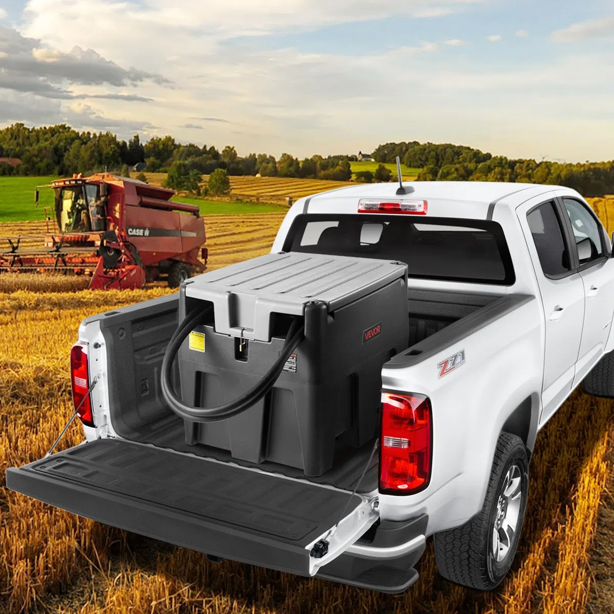 VEVOR Serbatoio per Diesel Portatile Capacità 220 Litri, Serbatoio per Carburante con Pompa di Trasferimento Elettrica da 12 V Potenza 140W, Lunghezza Cavo Alimentazione 3,9m, Nero