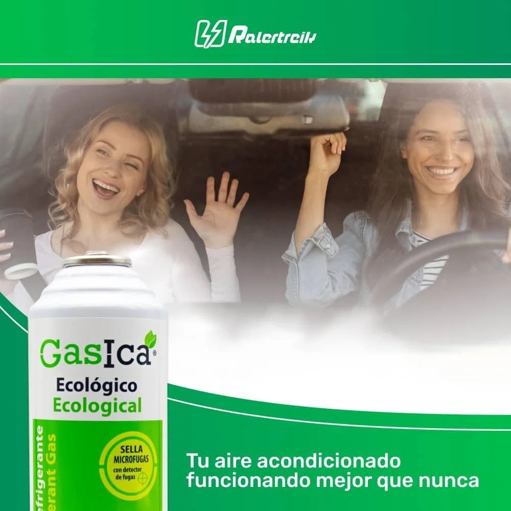 Confezione risparmio GASICA D2 (2 bottiglie da 226 Gr) Gas Refrigerante Ecologico Benzica D2 sostituto R12, R134A più tubo con chiave ricarica Gas
