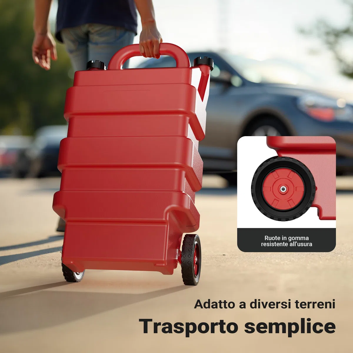 Wiltec Serbatoio per trasporto gasolio e benzina da 60 l con pompa 75W da 14 l/min, serbatoio carburante portatile, contenitore mobile per carburante