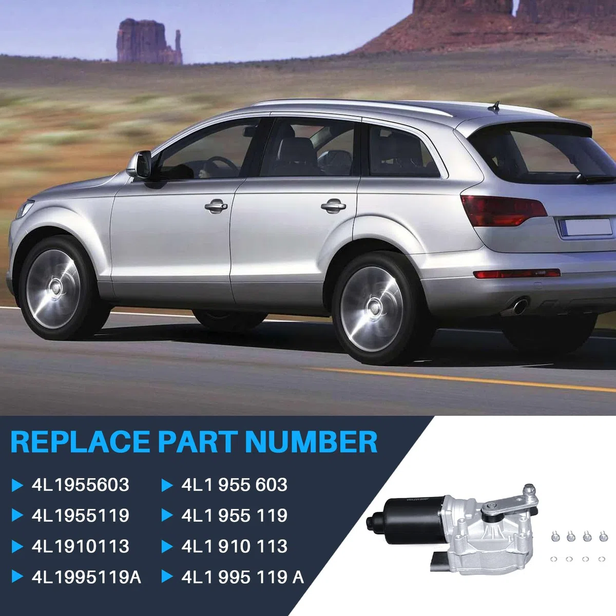 Motorino tergicristallo anteriore compatibile con Q7 3.0L 3.6L 4.2L TDI V6, ricambio per 4L1955119 4L1995119A 4L1910113 4L1955119