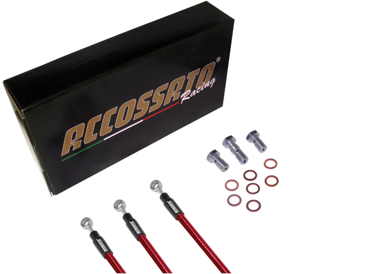 ACCOSSATO Kit Completo Tubi Freno Rossi Moto - Ducati Monster 900 (2002-2002) - (CC 900), Layout F, n.Tubi 3