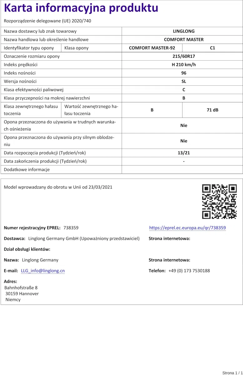 LINGLONG 215/60 R17 96H Estivo Auto