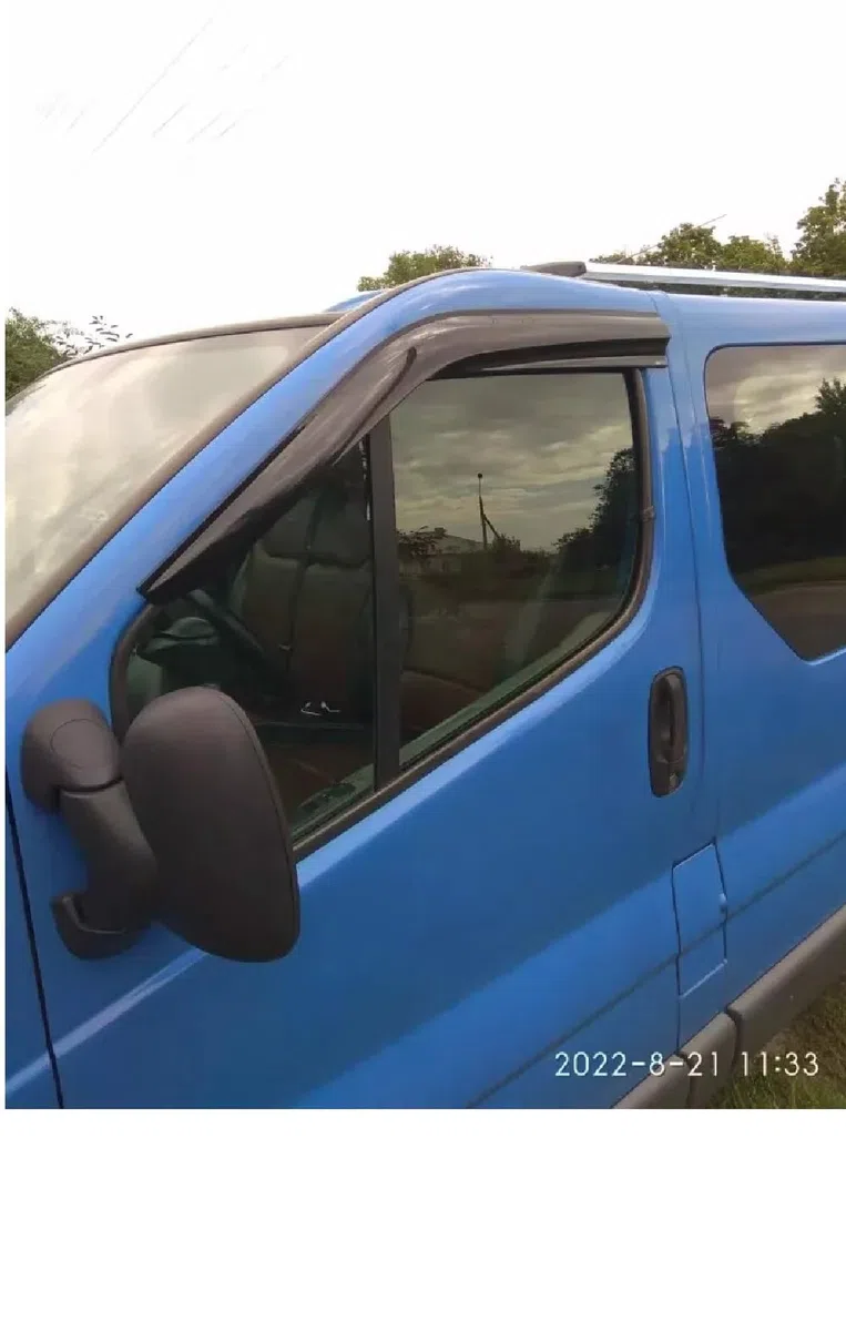 Deflettori d'aria per finestrini laterali, compatibili con Renault Trafic 2003-2015, parapioggia, deflettori adesivi, 2 pezzi