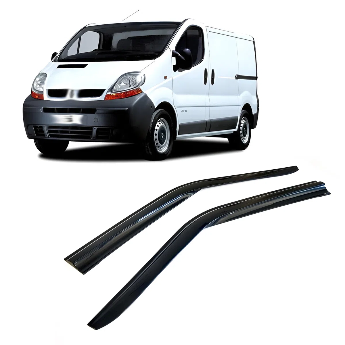 Deflettori d'aria per finestrini laterali, compatibili con Renault Trafic 2003-2015, parapioggia, deflettori adesivi, 2 pezzi