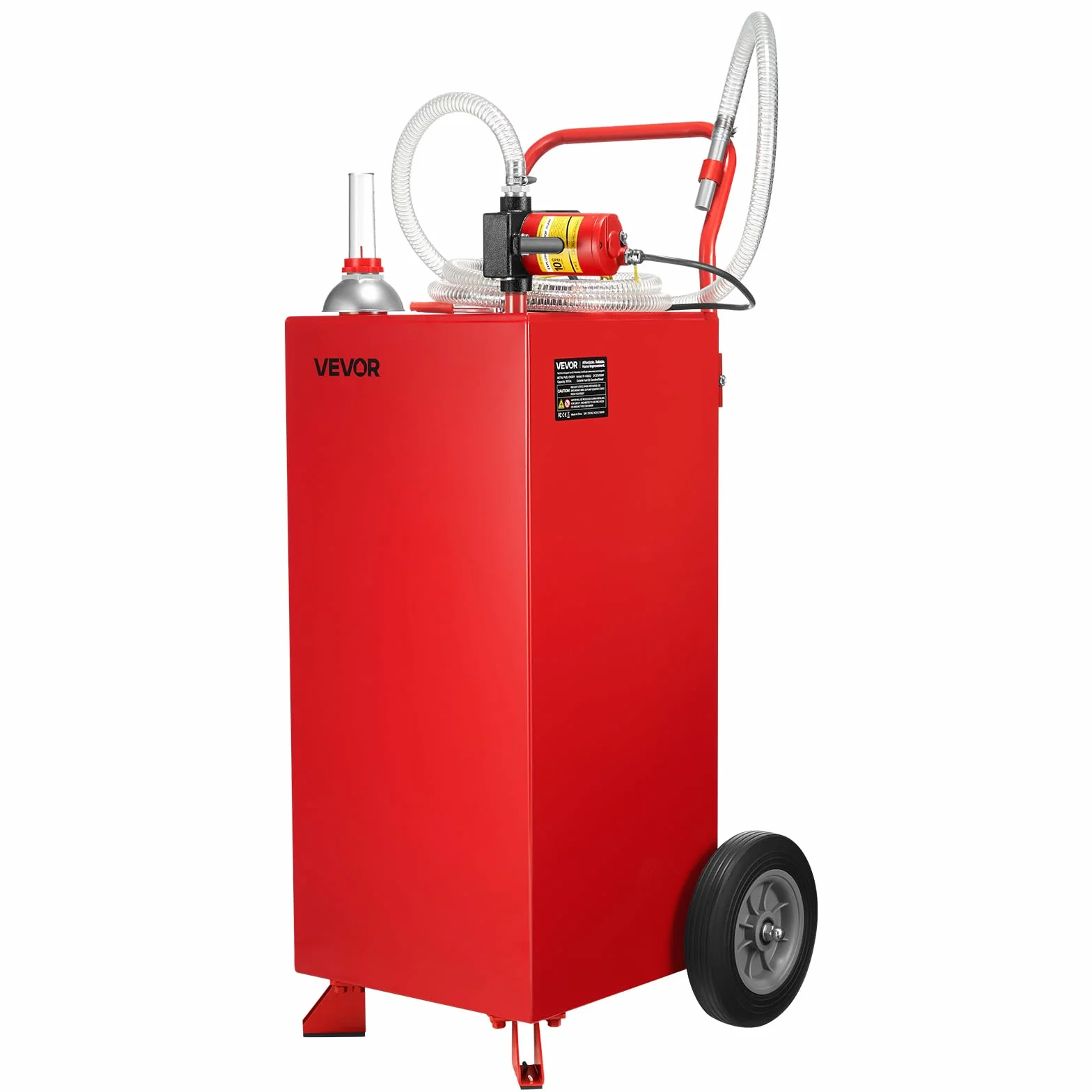 VEVOR Serbatoio Carburante, per Benzina e Gasolio con Pompa Elettrica, Serbatoio Stoccaggio Portatile con 2 Ruote Tubo Flessibile, Contenitore Benzina 136 L, Flusso Massimo 32L Ogni Minuto
