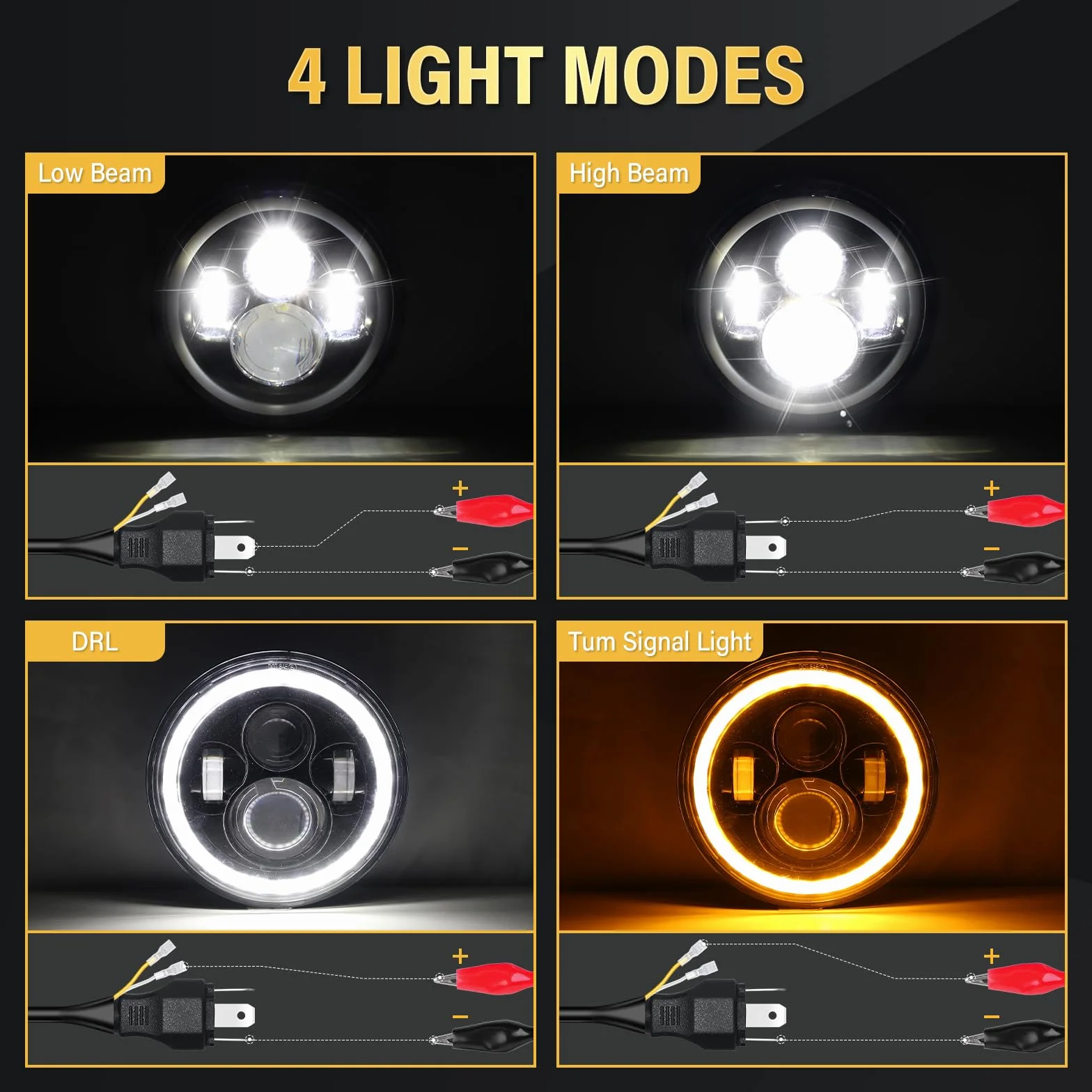 Willpower 2x Fari LED 7 Pollici 50W 5000lm, Angel Eyes 3000K Ambra + 6000K Bianco, 4 Modalità di Illuminazione, Rotonda Luci Fuoristrada DRL HI LO Fascio per Wrangler JK TJ LJ CJ Auto Hummer Moto