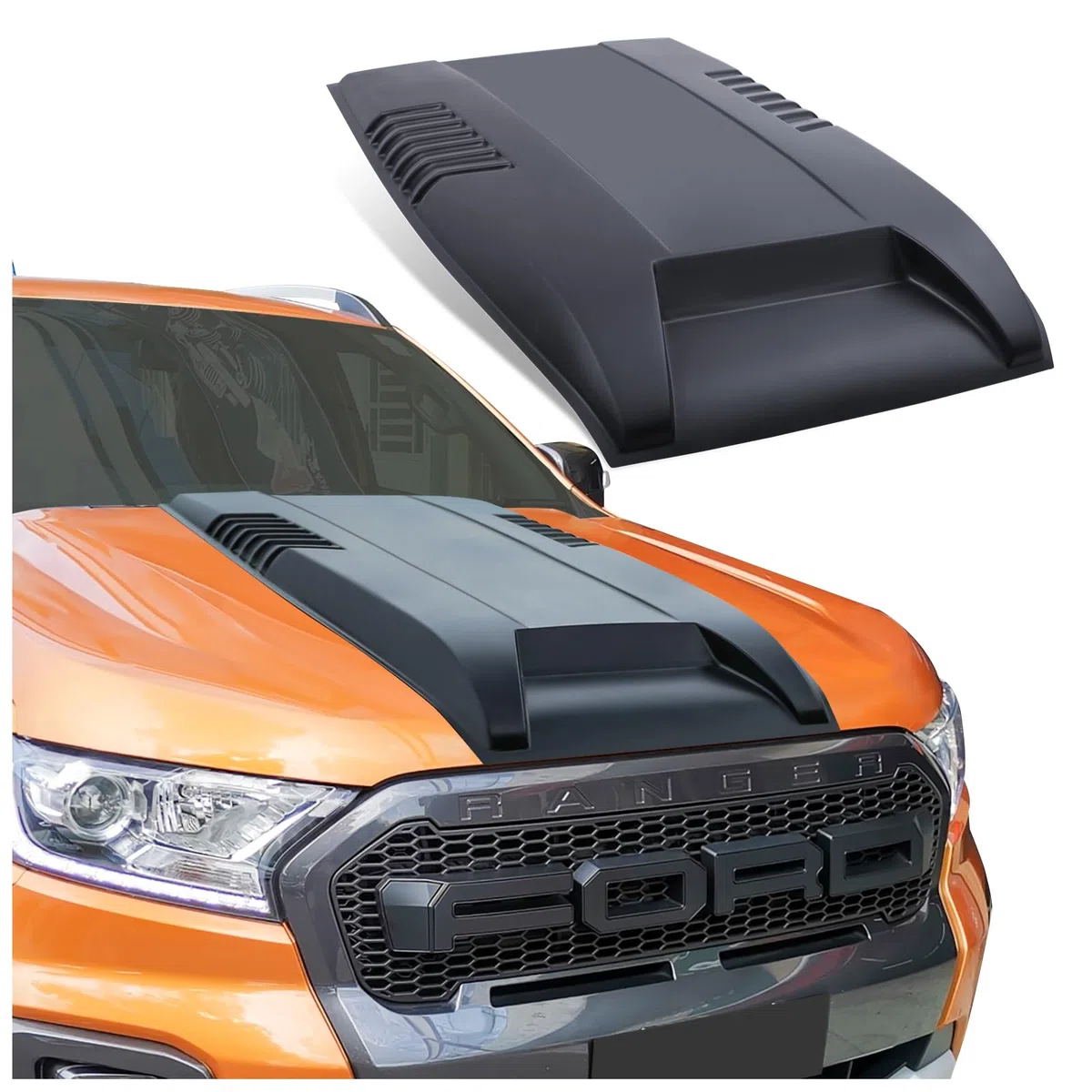 Pala per cofano Ford Ranger 2015-2022 T7 T8 Wildtrak Raptor Limited XL XLT Tremor Platinum MK2 MK3 ABS cofano nero opaco