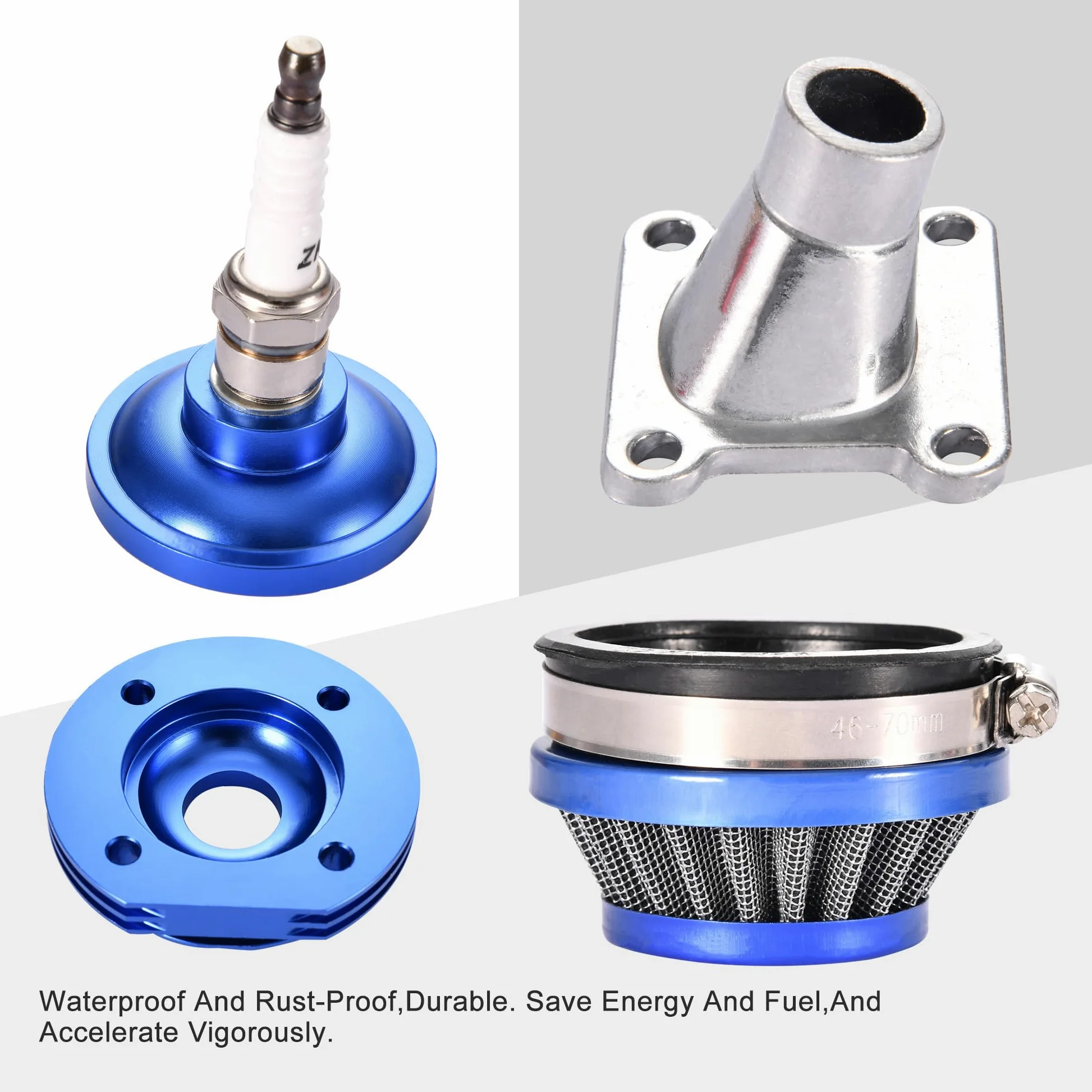 GOOFIT Blu 44-6 Kit a Pistoni a Cilindro a Grande Foratura con Set di Bobina di Accensione del Filtro dell'Aria del Carburatore Sostituzione per 43cc 47cc 49cc Pocket Bike ATV Quad Mini Motocross