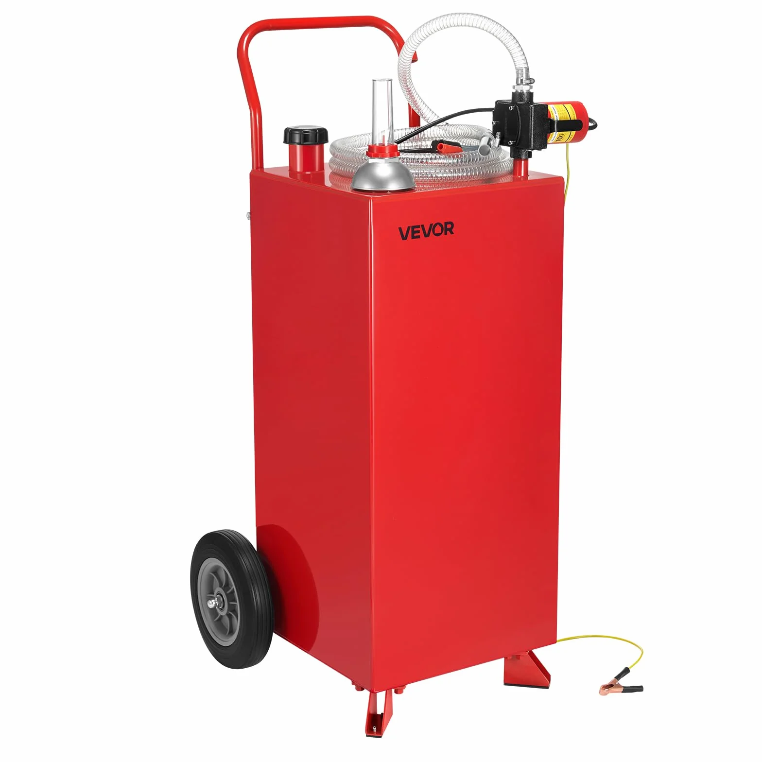 VEVOR Serbatoio Carburante, per Benzina e Gasolio con Pompa Elettrica, Serbatoio Stoccaggio Portatile con 2 Ruote Tubo Flessibile, Contenitore Benzina 136 L, Flusso Massimo 32L Ogni Minuto