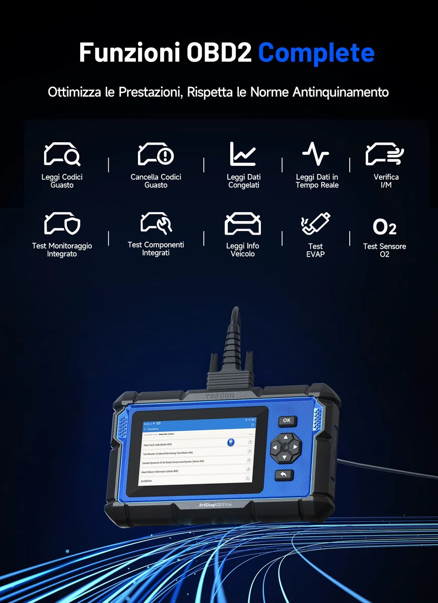 TOPDON ArtiDiag600 Elite OBD2 Auto Diagnostica Italiano, Sistema Completo, 13 Servizi di Reset, Diagnostica Auto con CAN-FD, FCA/SGW, 2 Anni di Aggiornamenti Gratuiti